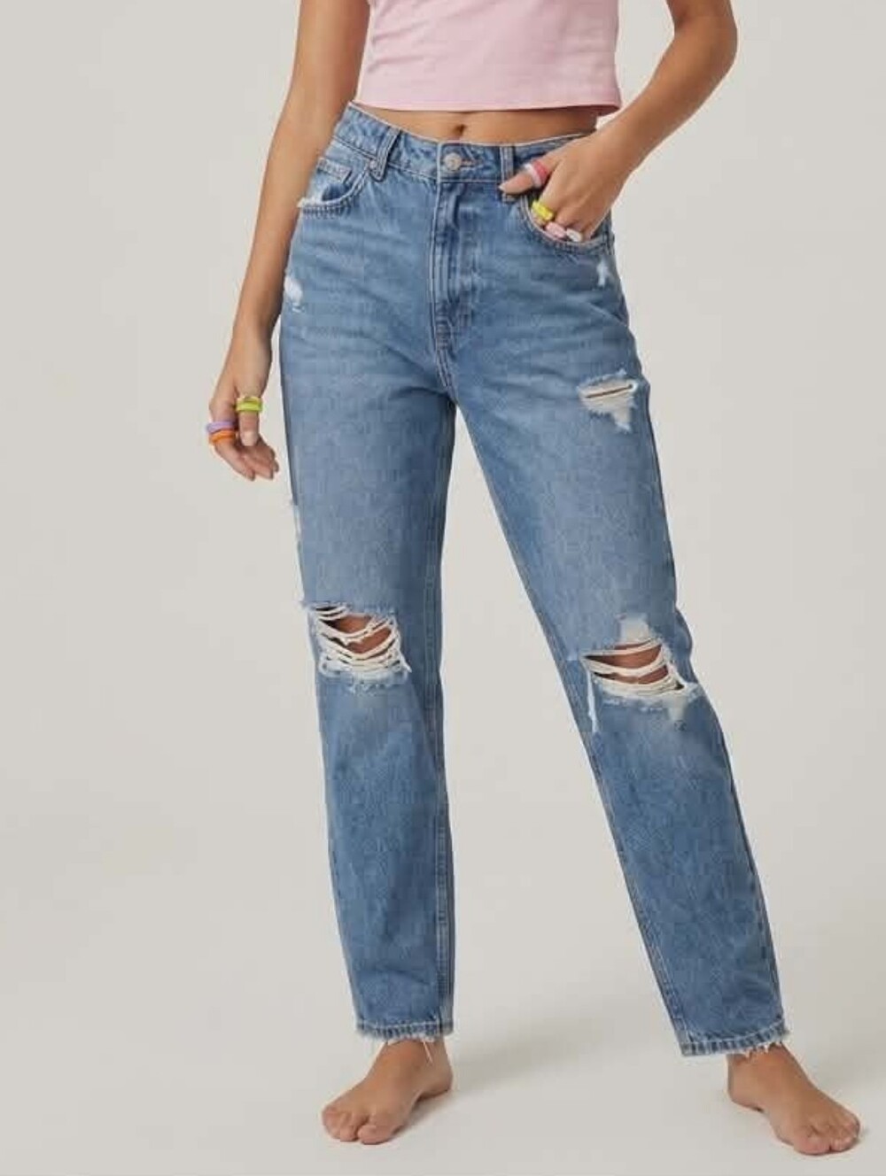 Zara Light Blue Distressed Denim Jeans